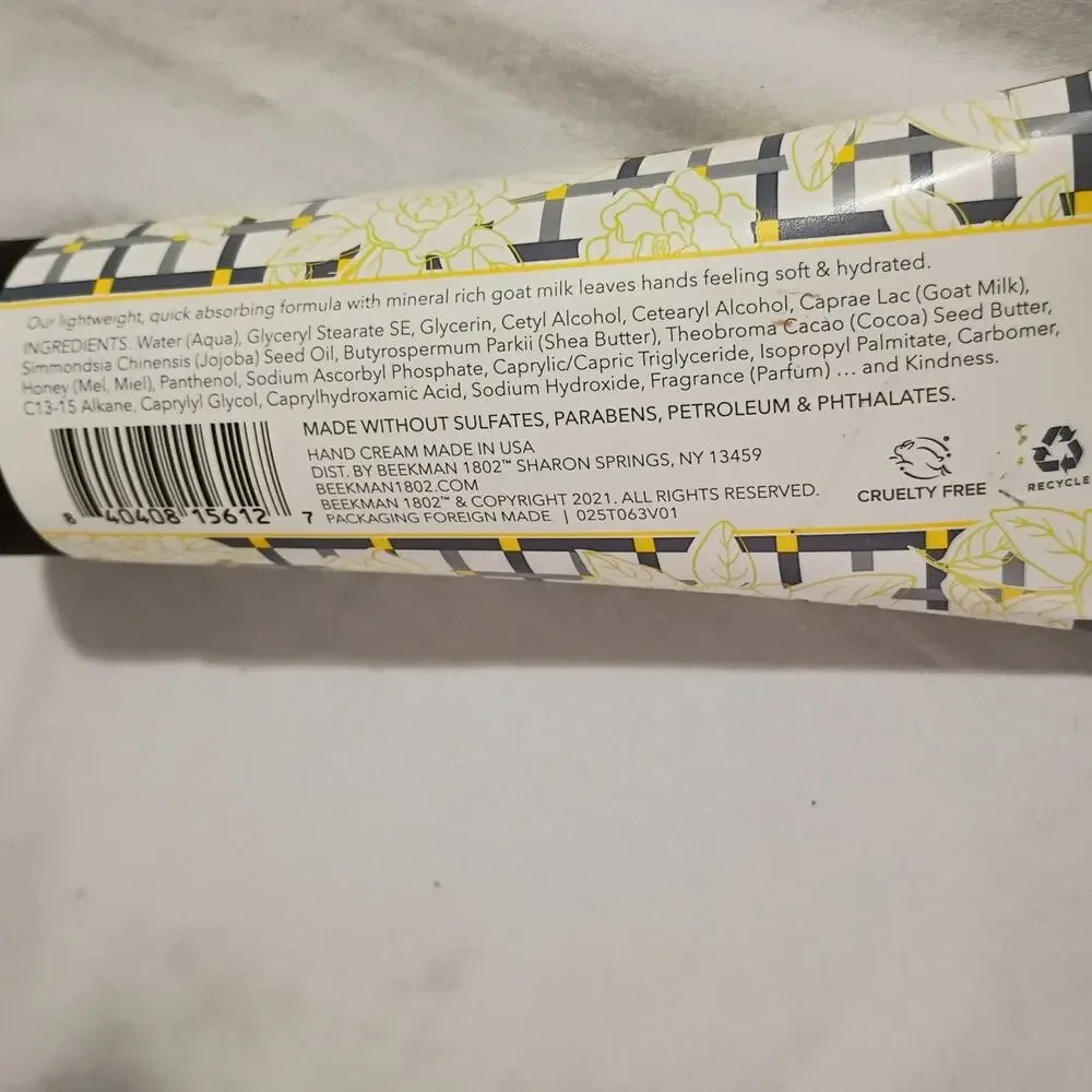 Beekman 1802 Garden of Gardenia (set of 2) 3.4 oz Tubes Goat Milk Hand Cream